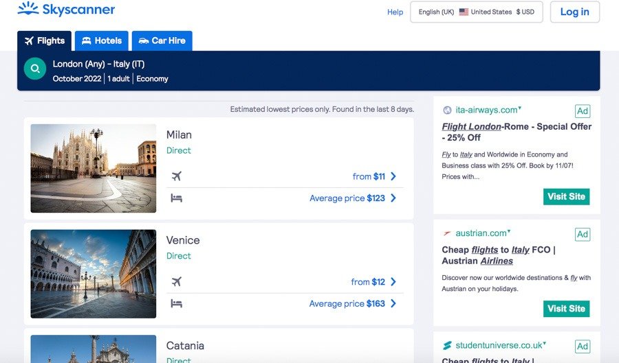 find cheap flights on skyscanner